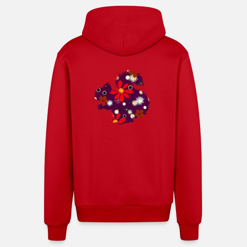 Herbstoutfit freizeit, eichhörnchchen design - Organic Relaxed Kapuzenjacke Made in EU - Rot