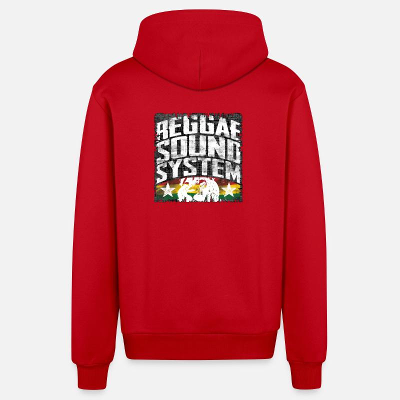 Système de son Reggae - Veste à capuche bio décontractée fabriquée en UE - rouge