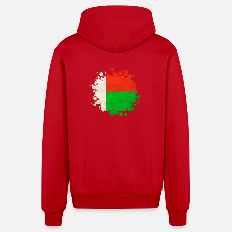Blob de drapeaux de Madagascar - Veste à capuche bio décontractée fabriquée en UE - rouge