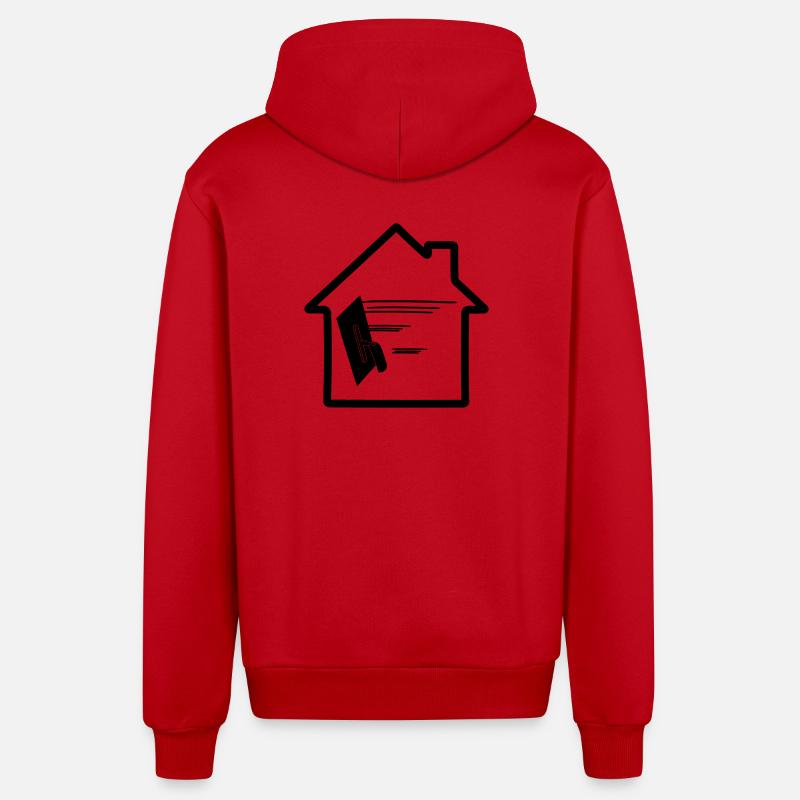 Maison de plâtrier - Veste à capuche bio décontractée fabriquée en UE - rouge
