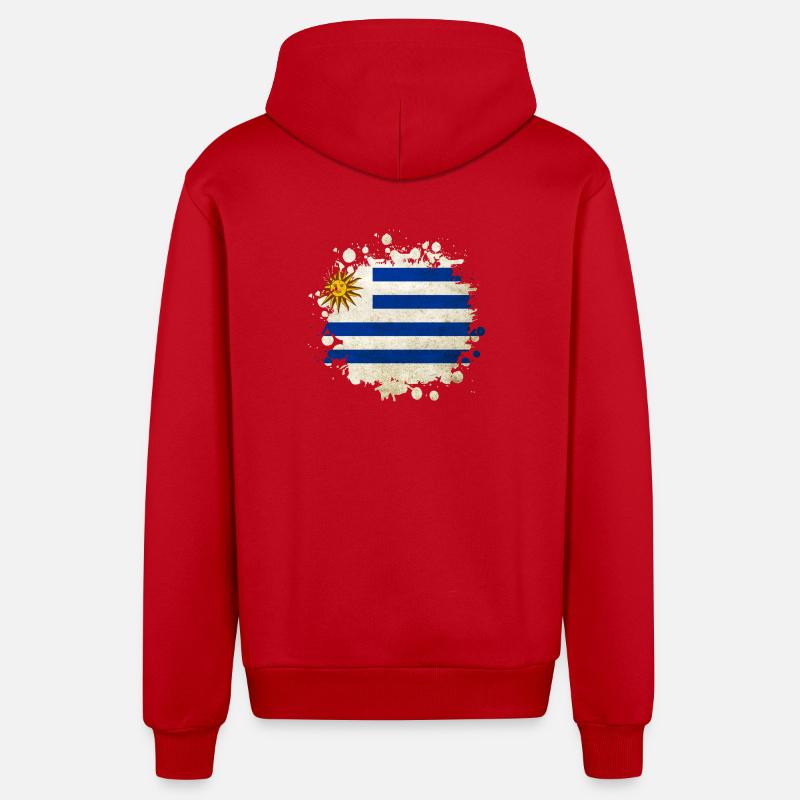 Uruguay Klecks Flag Design - Veste à capuche bio décontractée fabriquée en UE - rouge