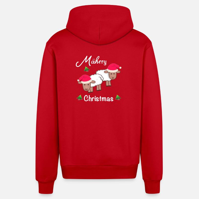 Joyeux Noël, MÄHrry Noël - Veste à capuche bio décontractée fabriquée en UE - rouge