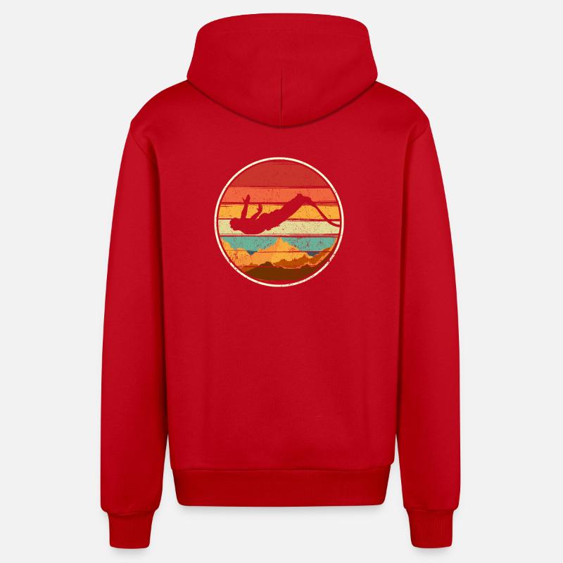 Sunset Summit Dive Circle - Organic Relaxed Hooded Jacket Made in EU - red