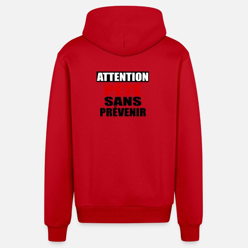 Attention Pète sans prévenir - Veste à capuche bio décontractée fabriquée en UE - rouge