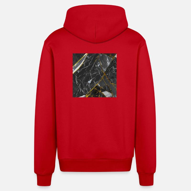 Marbre Texture Or Noir - Veste à capuche bio décontractée fabriquée en UE - rouge