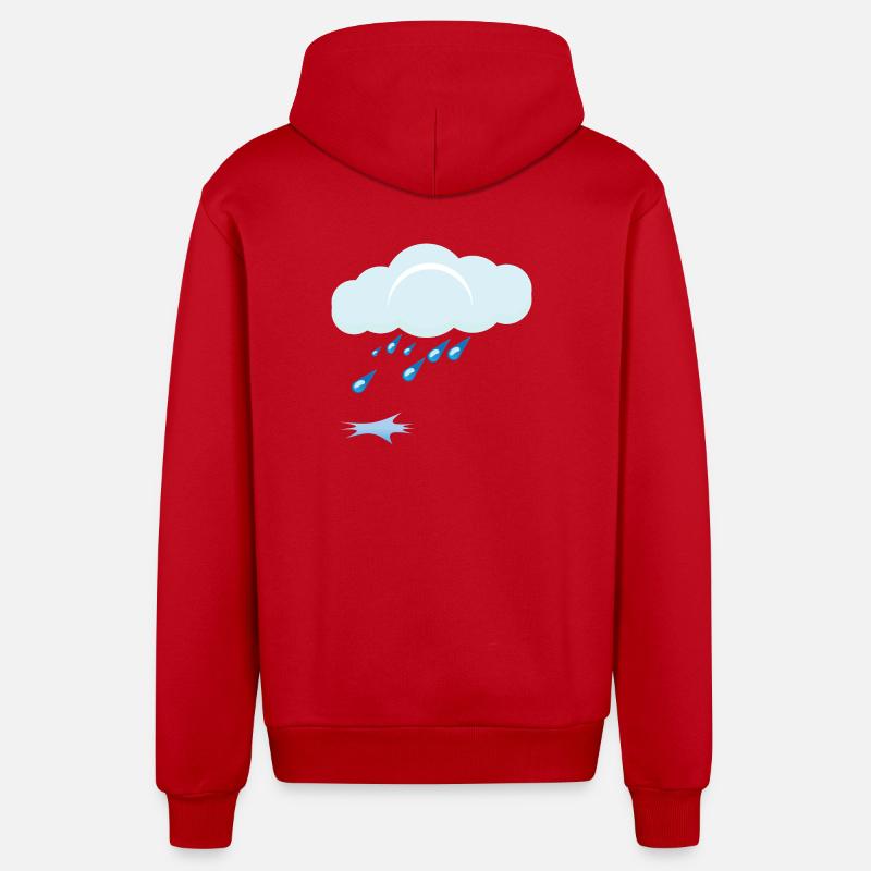 Rain - Organic Relaxed Hooded Jacket Made in EU - red