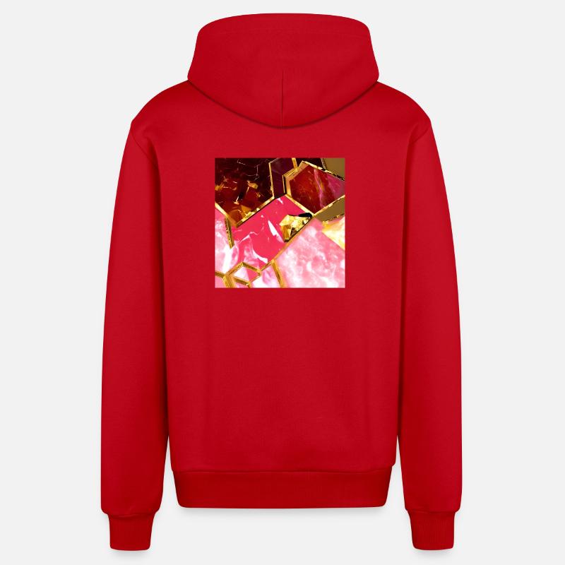 Texture d’or rose marbre - Veste à capuche bio décontractée fabriquée en UE - rouge