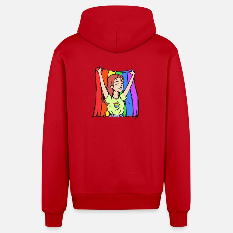 Egalité Lgbt Drapeau Arc-en-ciel Homo - Veste à capuche bio décontractée fabriquée en UE - rouge