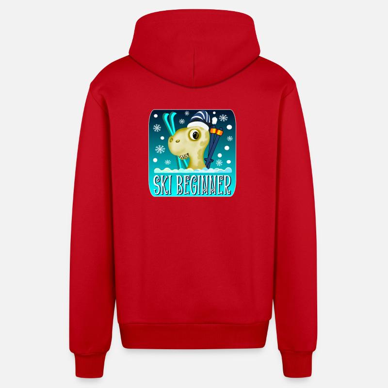 SKI BEGINNER - WINTER DINOSAURIER - Organic Relaxed Kapuzenjacke Made in EU - Rot