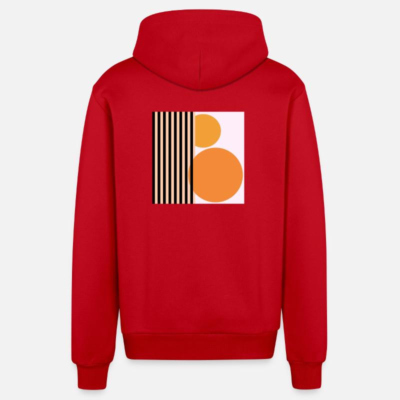 GÉOMÉTRIE RÉTRO - ART ABSTRAIT - Veste à capuche bio décontractée fabriquée en UE - rouge