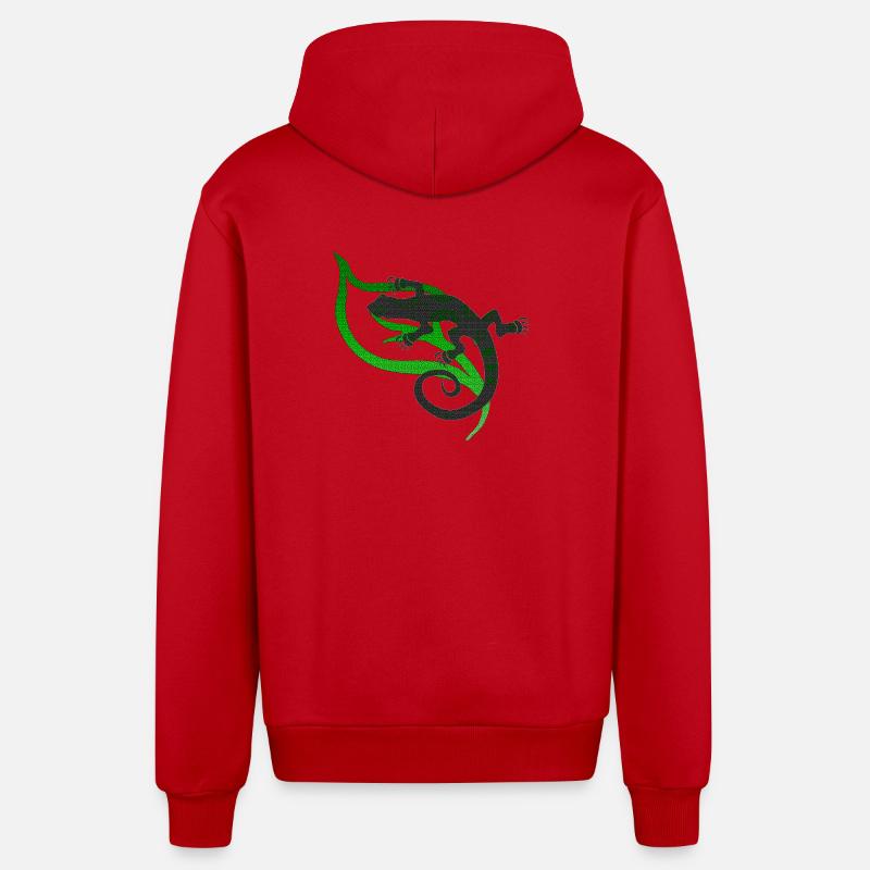coole eidechsenmotive, Eidechsentribal - Organic Relaxed Kapuzenjacke Made in EU - Rot