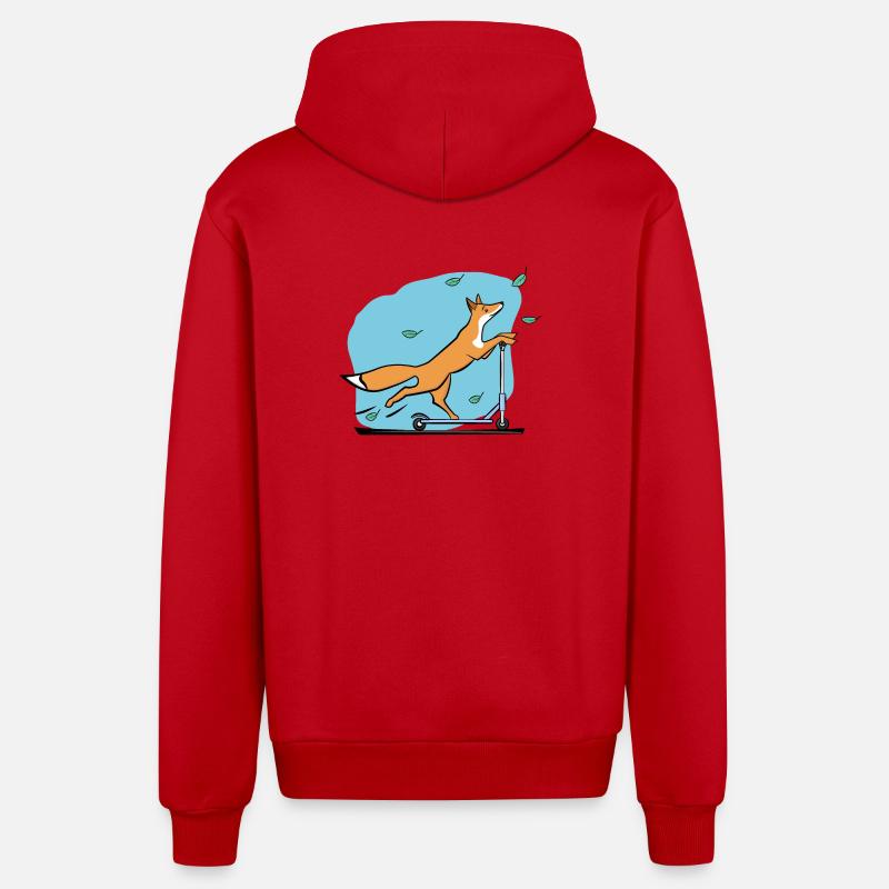 Fuchs mit Roller - Organic Relaxed Kapuzenjacke Made in EU - Rot
