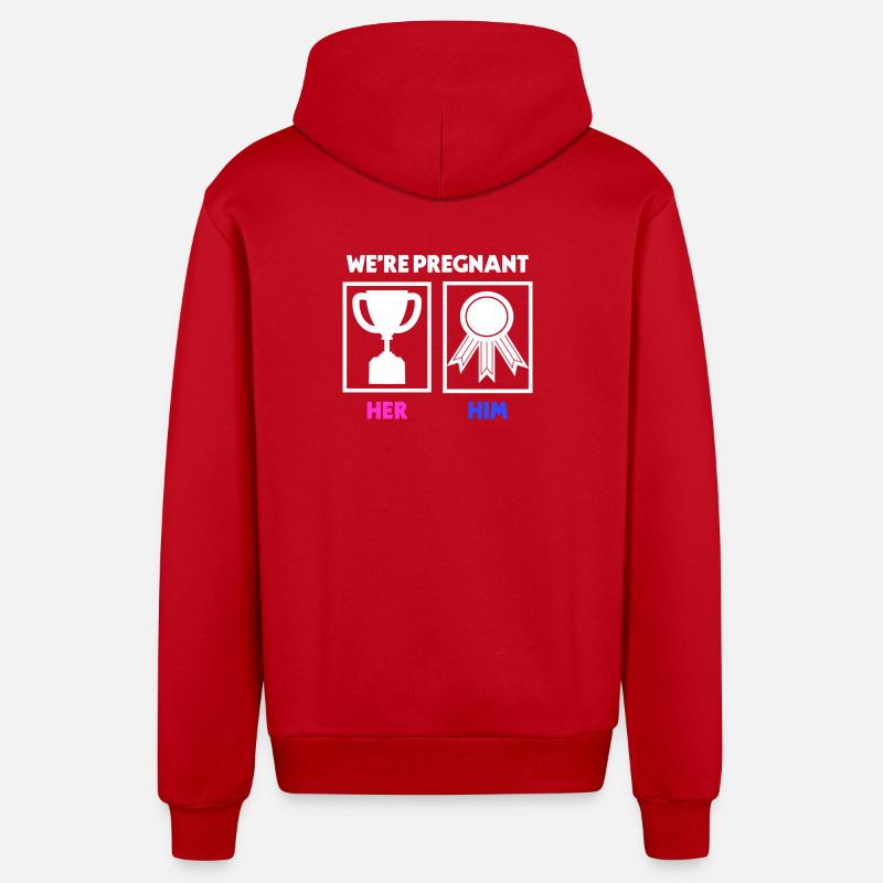 Elternteil Schwangerschaft Statement Schwanger - Organic Relaxed Kapuzenjacke Made in EU - Rot