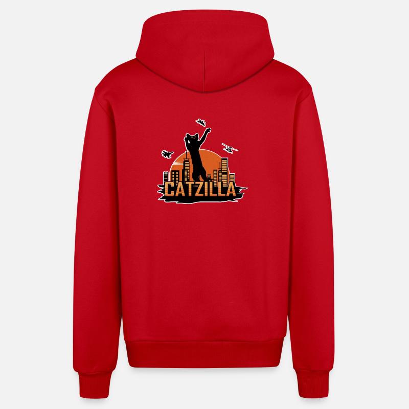 Catzilla - Organic Relaxed Hooded Jacket Made in EU - red