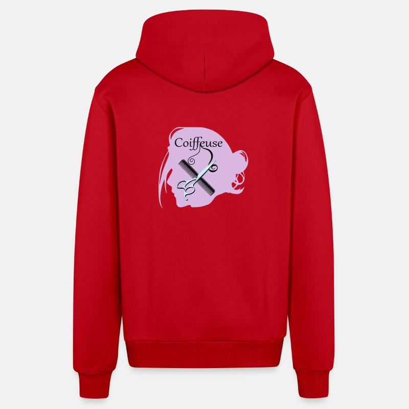 Coiffeuse - Veste à capuche bio décontractée fabriquée en UE - rouge