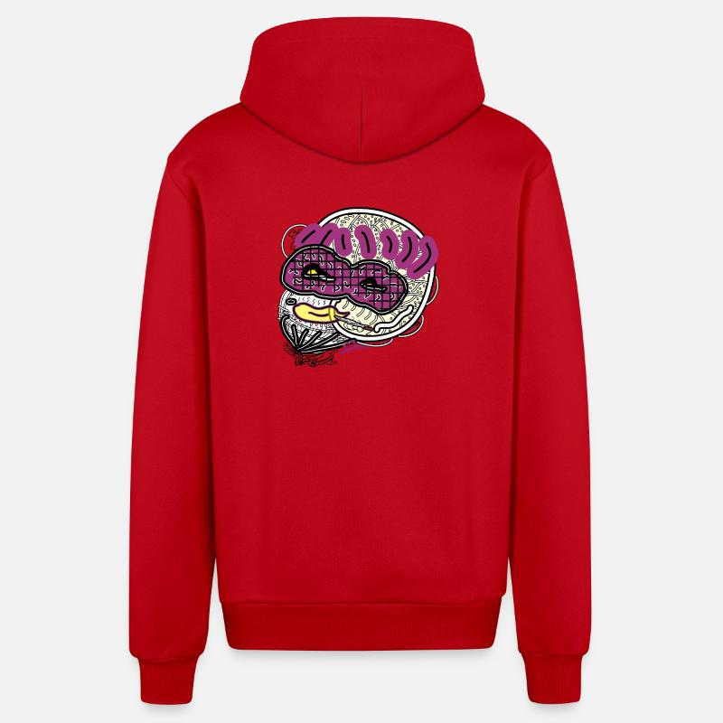Comic man - Organic Relaxed Hooded Jacket Made in EU - red