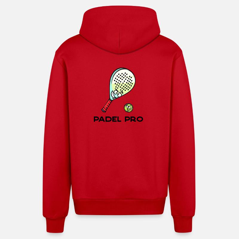 Rückschlag Statement Schläger Ball Statement Padel - Organic Relaxed Kapuzenjacke Made in EU - Rot