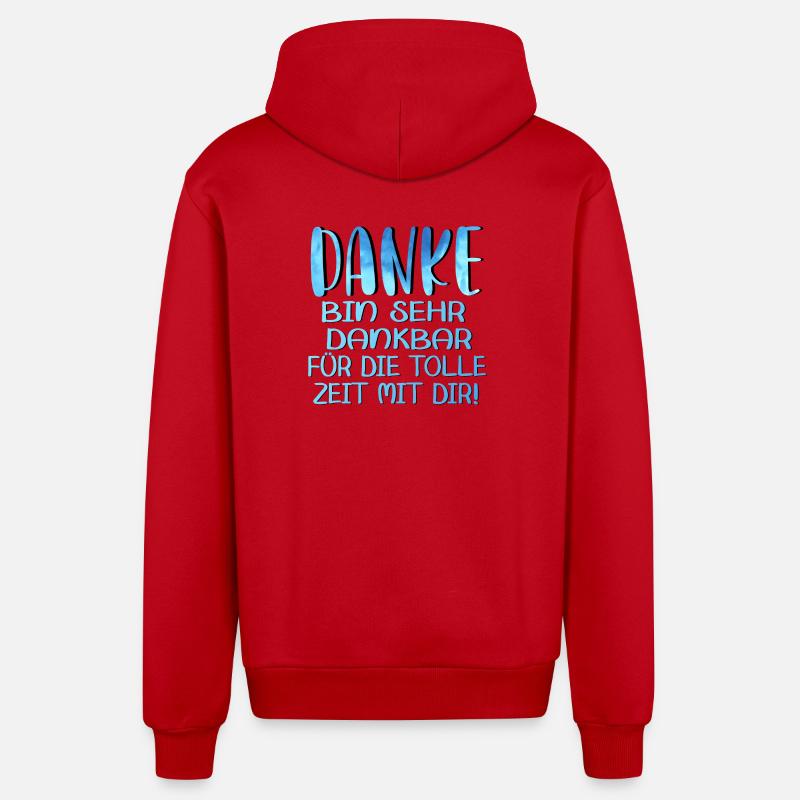 Abschiedsgeschenke - TOLLE ZEIT MIT DIR SPRÜCHE - Organic Relaxed Kapuzenjacke Made in EU - Rot