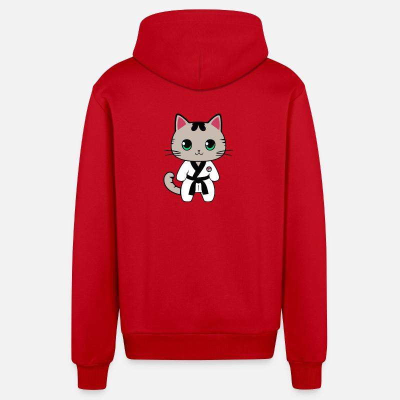 Chatons de karaté - Veste à capuche bio décontractée fabriquée en UE - rouge