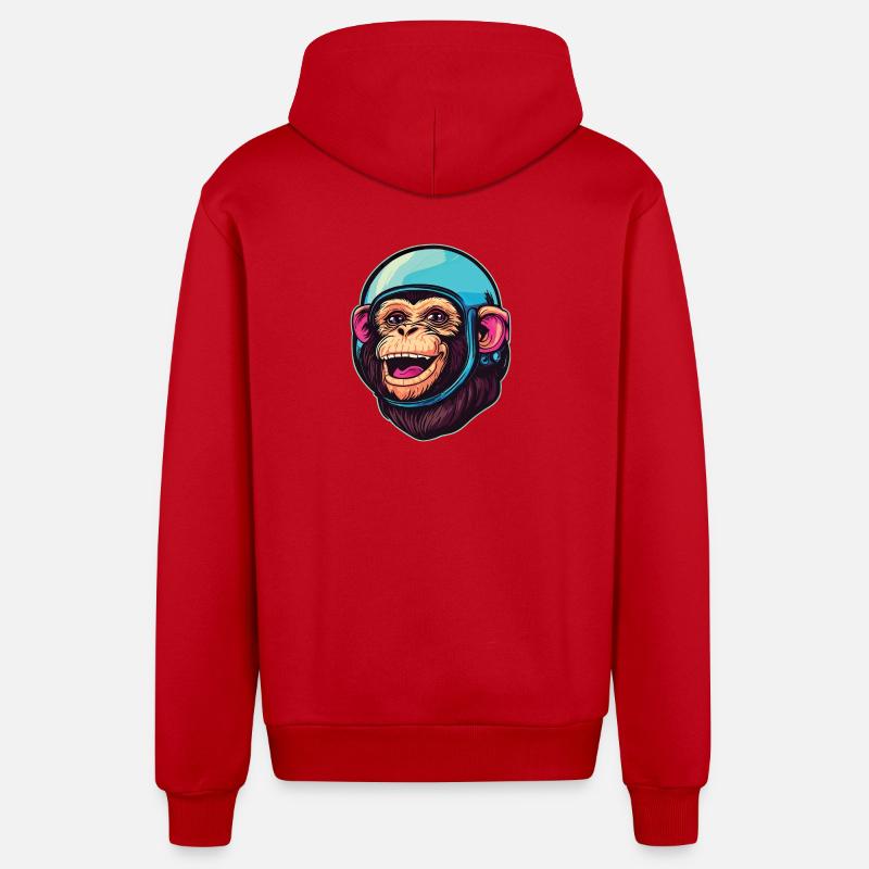 Singe de l’espace - Veste à capuche bio décontractée fabriquée en UE - rouge