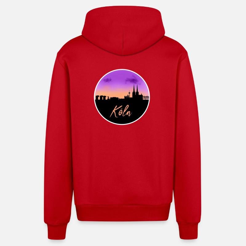 Köln Fine Skyline - Organic Relaxed Kapuzenjacke Made in EU - Rot