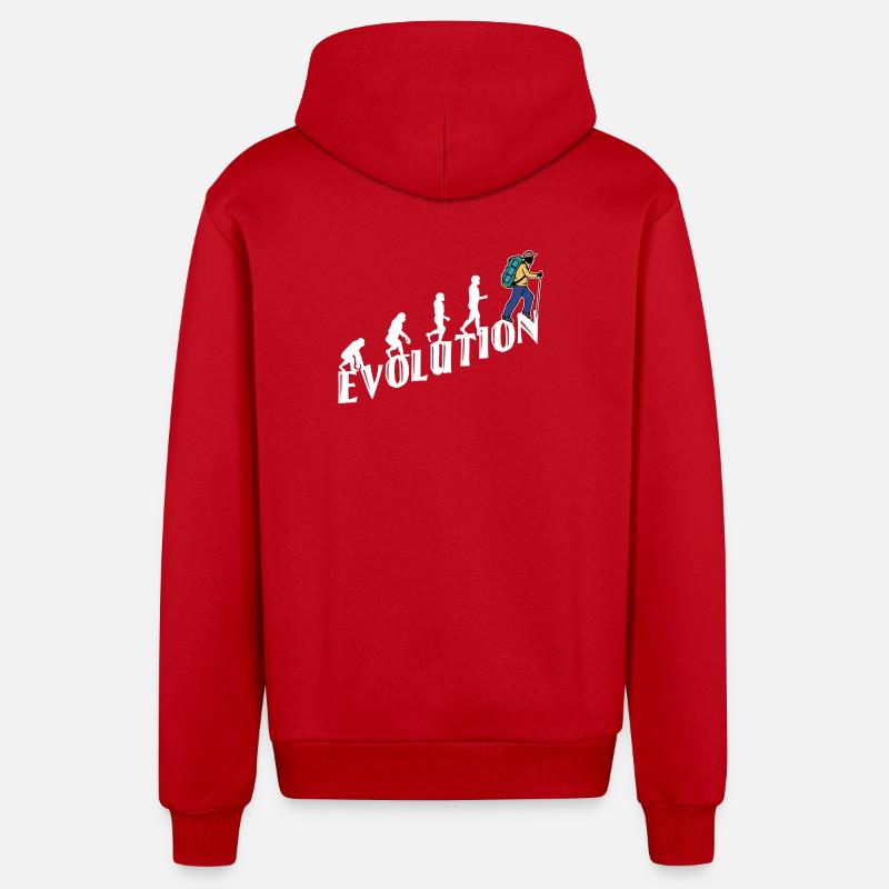 Evolution Wanderer Wandern Wanderung Bergwanderung - Organic Relaxed Kapuzenjacke Made in EU - Rot