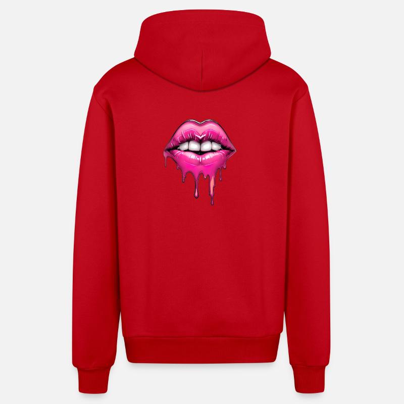 Lips - Organic Relaxed Hooded Jacket Made in EU - red