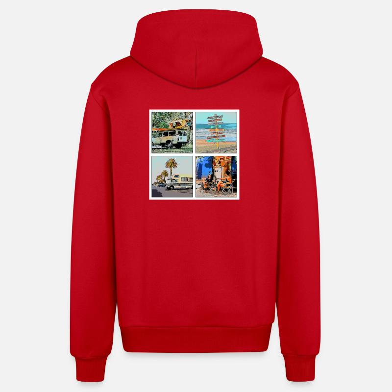 CAMPING - Veste à capuche bio décontractée fabriquée en UE - rouge