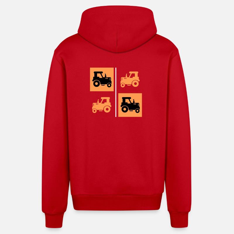 Ackerbau Landwirtschaft Schlepper Traktor Bauer - Organic Relaxed Kapuzenjacke Made in EU - Rot