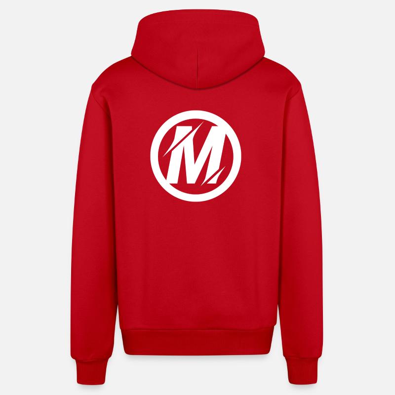 M Logo Artwork - Organic Relaxed Hooded Jacket Made in EU - red