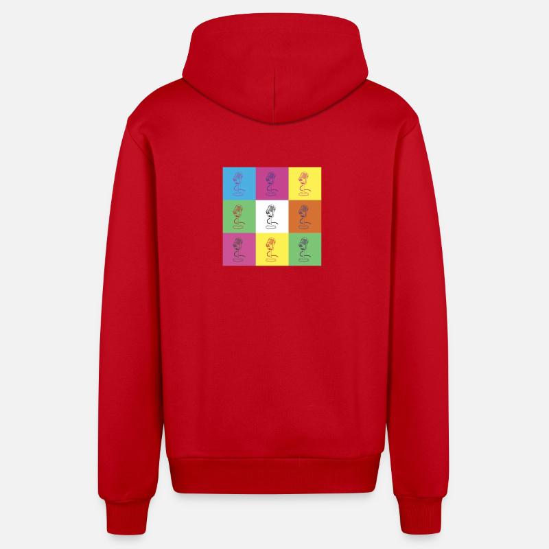 Conception du microphone - Veste à capuche bio décontractée fabriquée en UE - rouge