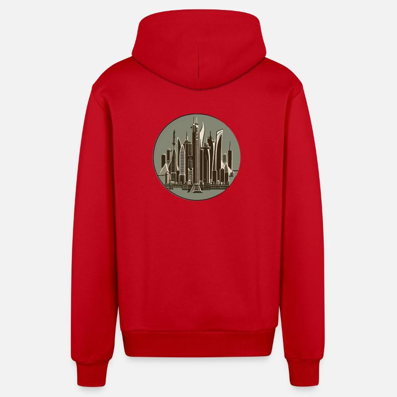 Gratte-ciel - Veste à capuche bio décontractée fabriquée en UE - rouge