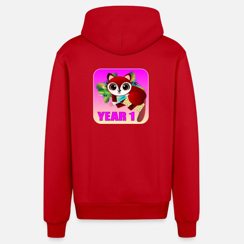 ÉCOLE PRIMAIRE 1 - FOX - Veste à capuche bio décontractée fabriquée en UE - rouge