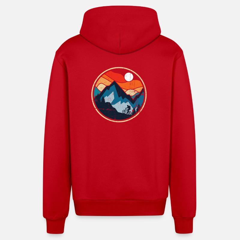 Badge de VTT Sunset Ridge - Veste à capuche bio décontractée fabriquée en UE - rouge