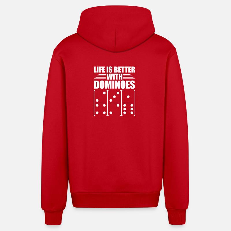Conception de jeux Domino - Veste à capuche bio décontractée fabriquée en UE - rouge