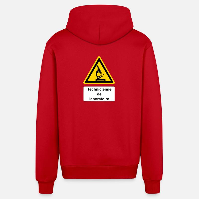 Technicienne de laboratoire - Veste à capuche bio décontractée fabriquée en UE - rouge