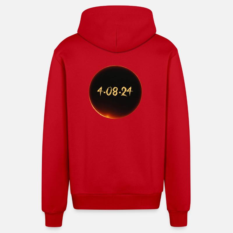 Solar Eclipse 2024 - Organic Relaxed Hooded Jacket Made in EU - red