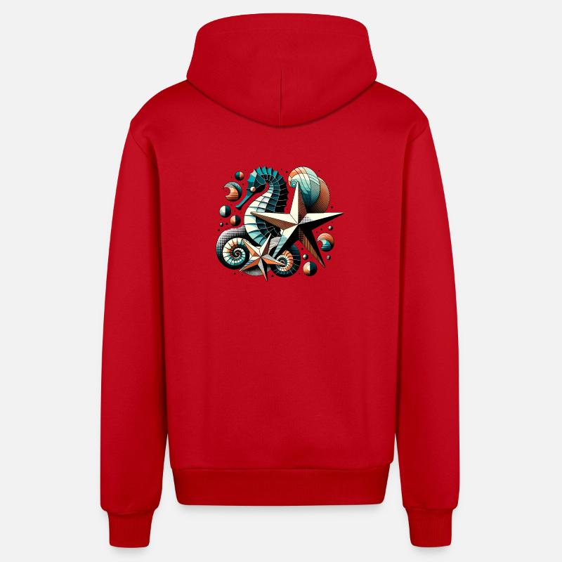 Des créatures marines élégantes - Veste à capuche bio décontractée fabriquée en UE - rouge