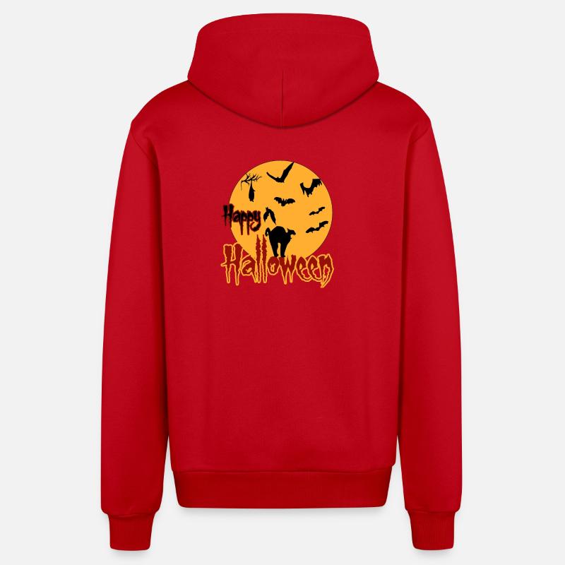 Joyeux chat de lune d’Halloween - Veste à capuche bio décontractée fabriquée en UE - rouge