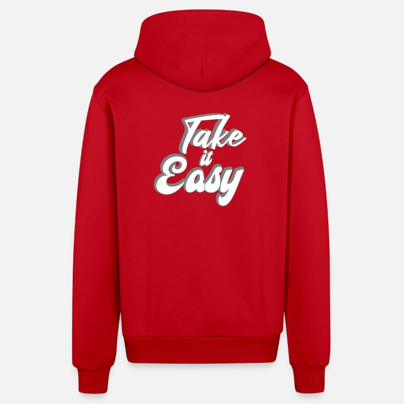 Take it Easy Design - Organic Relaxed Hooded Jacket Made in EU - red