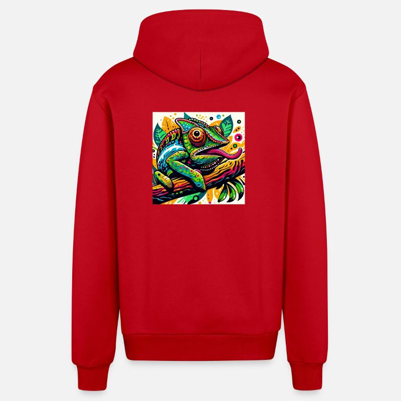 Caméléon - Veste à capuche bio décontractée fabriquée en UE - rouge