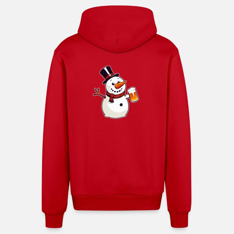 Schneemann mit Bier - Organic Relaxed Kapuzenjacke Made in EU - Rot
