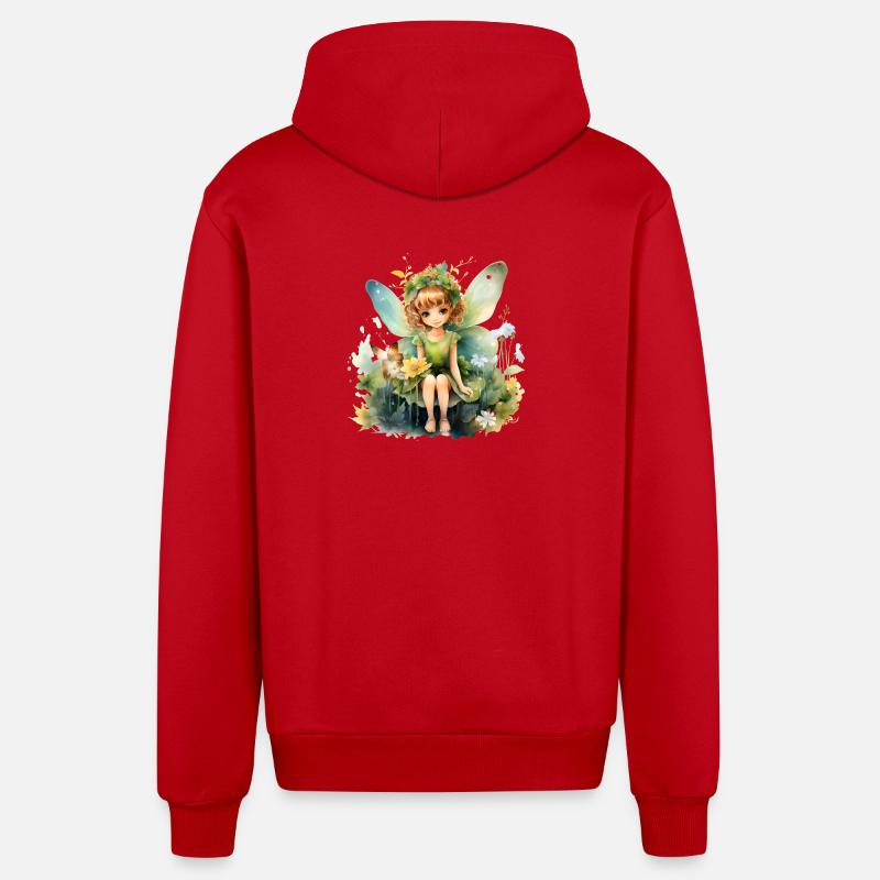 Petite fée dans la nature - Veste à capuche bio décontractée fabriquée en UE - rouge