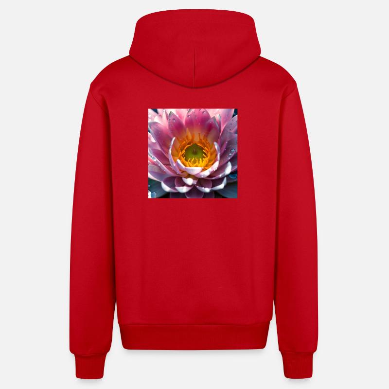 Nénuphar - Veste à capuche bio décontractée fabriquée en UE - rouge
