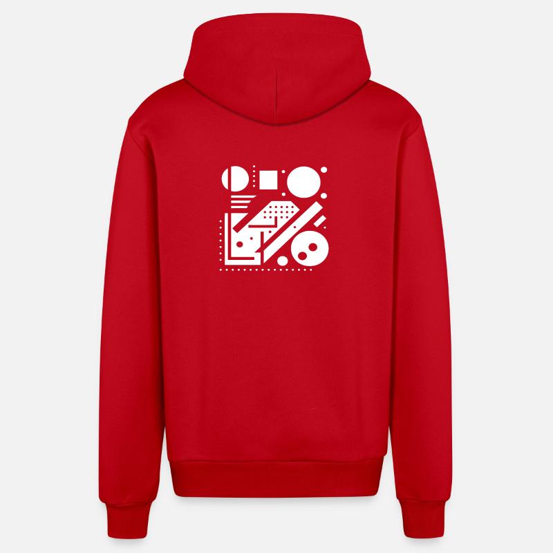 Look abstraction géométrique - Veste à capuche bio décontractée fabriquée en UE - rouge