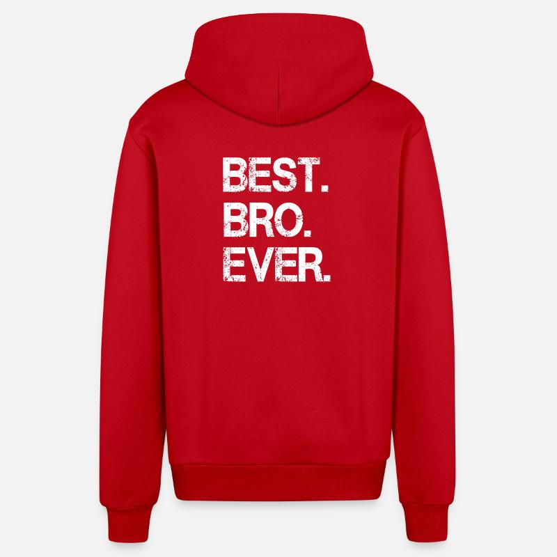 Auffälliges monochromes "Best Bro Ever"-Design - Organic Relaxed Kapuzenjacke Made in EU - Rot