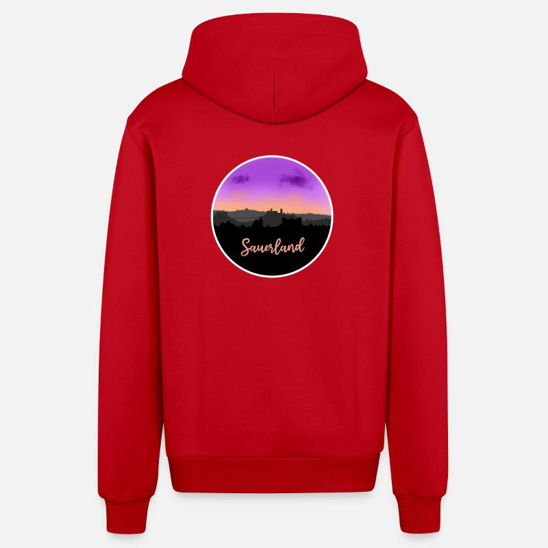 Sauerland Fineline Skyline - Veste à capuche bio décontractée fabriquée en UE - rouge