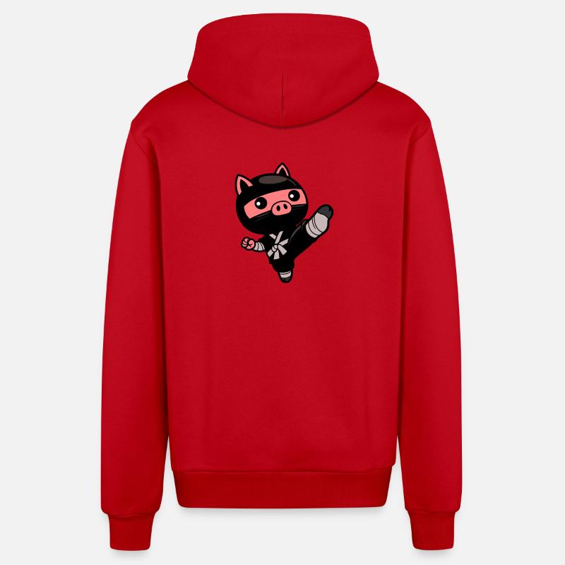 cochon ninja - Veste à capuche bio décontractée fabriquée en UE - rouge