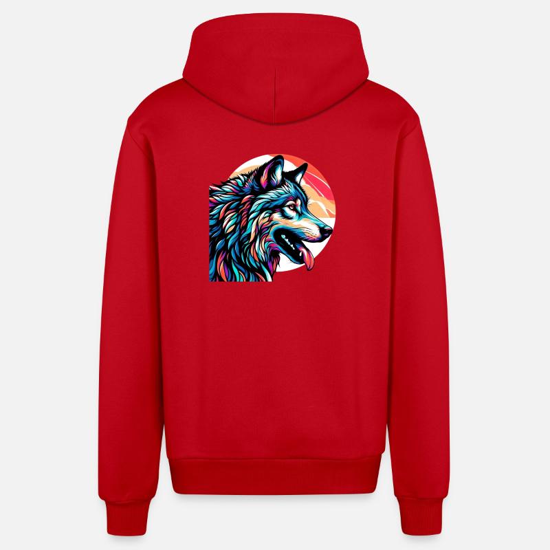 Wolf - Organic Relaxed Kapuzenjacke Made in EU - Rot