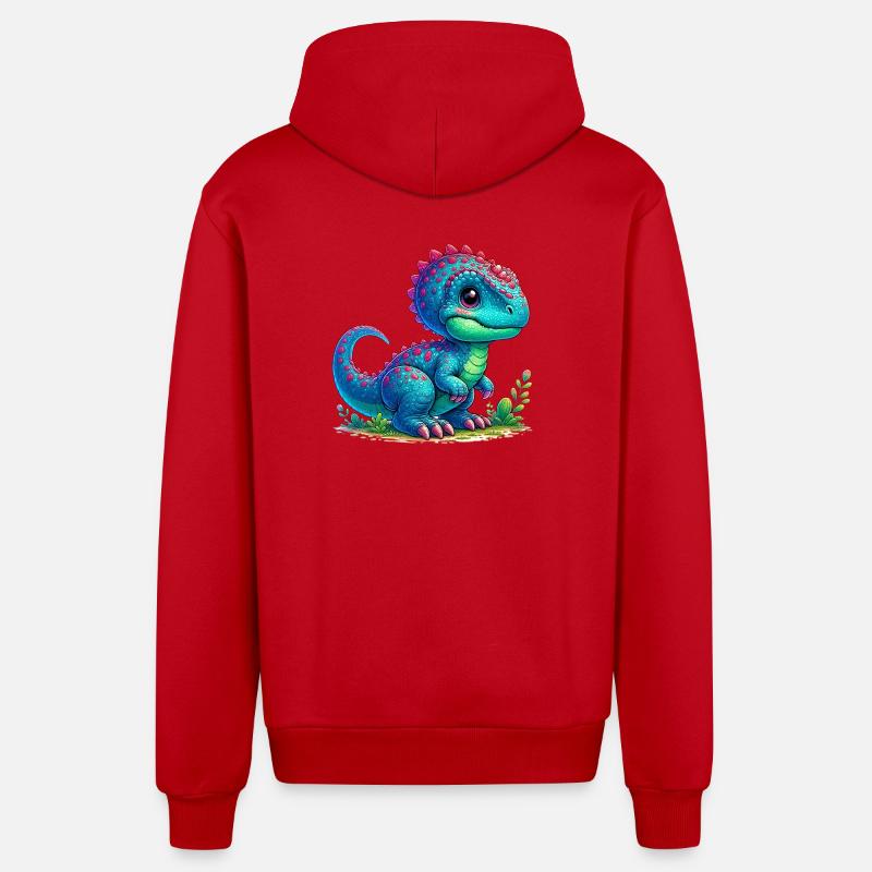 Dinosaure - Veste à capuche bio décontractée fabriquée en UE - rouge